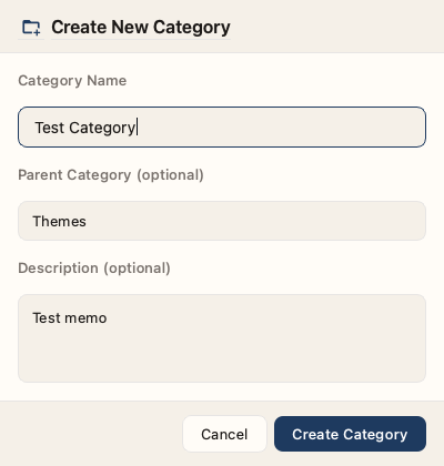 Create Category Dialog